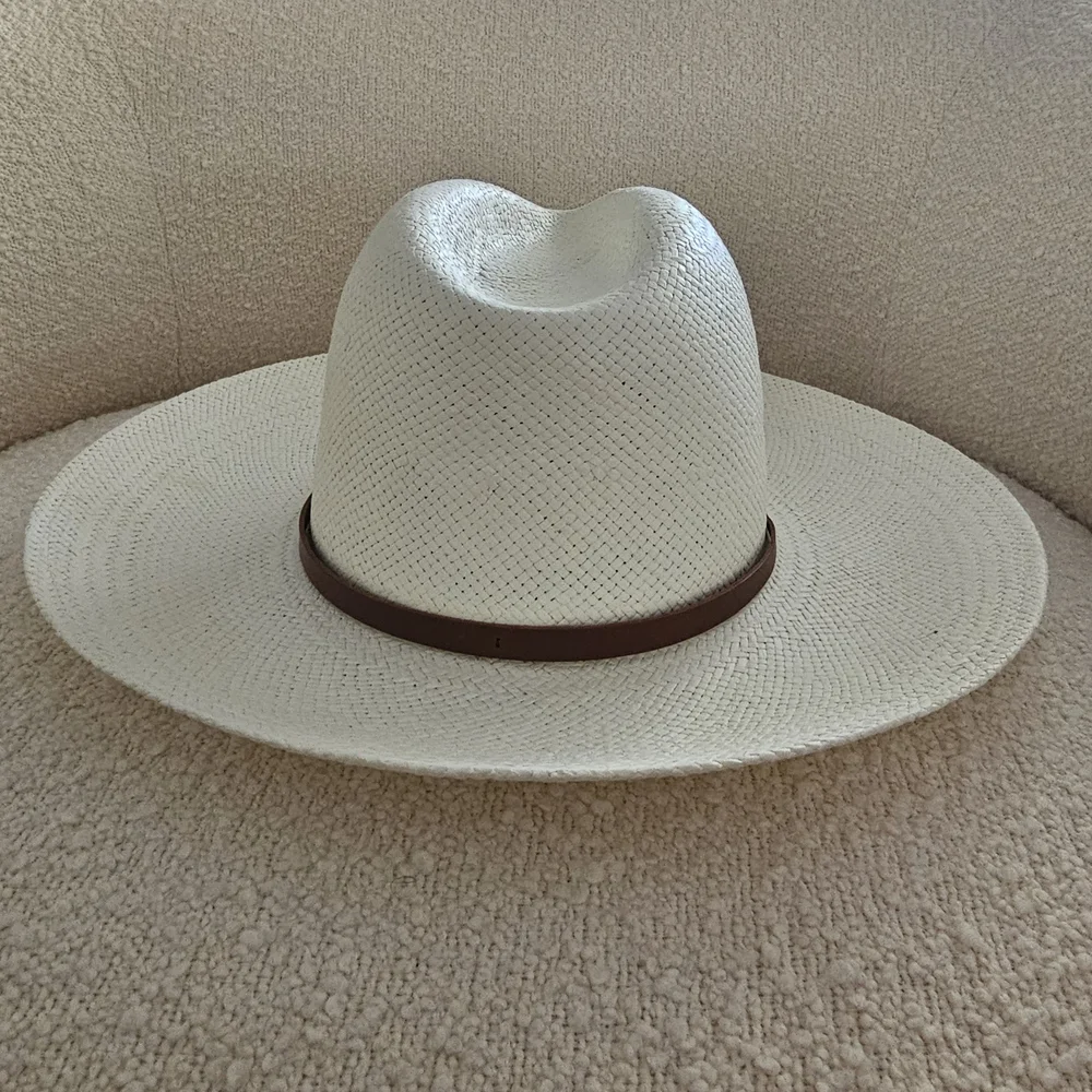 $287 Janessa Leone Calvin Packable Straw Hat In White Size M - Picture 5 of 12
